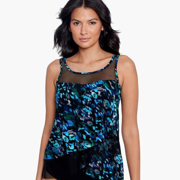 Miraclesuit $144 Mirage Tankini Top in Sophisticat swimsuit tank 10 M‎ - Picture 1 of 4